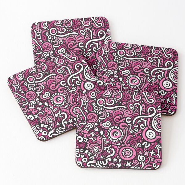 Item preview, Pink abstract doodle pattern designed and sold by angel-cat-22.