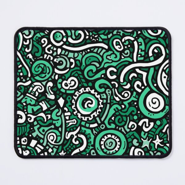 Item preview, Green abstract doodle pattern designed and sold by angel-cat-22.