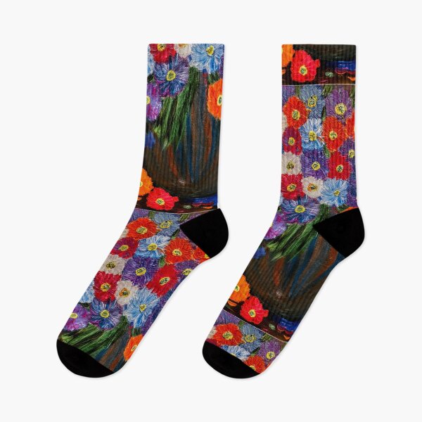 Item preview, Abundant Wildflowers: Multicolor Bouquet in Dark Vase designed and sold by kkartwork.