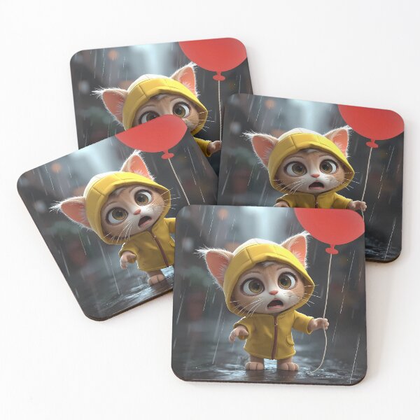 Item preview, Surprised Rainy Kitten - Red Balloon Realism designed and sold by WilmerBoza.