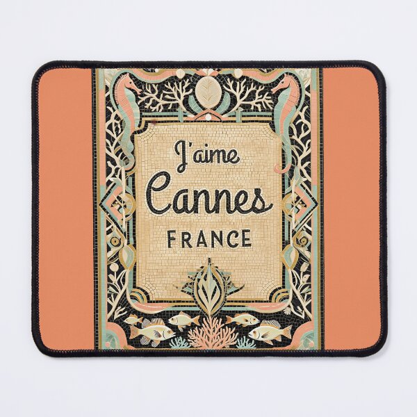 Item preview, J’aime Cannes – Art Deco Coastal Mosaic | French Riviera Art Print designed and sold by FrancophileFun.
