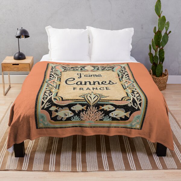 Item preview, J’aime Cannes – Art Deco Coastal Mosaic | French Riviera Art Print designed and sold by FrancophileFun.