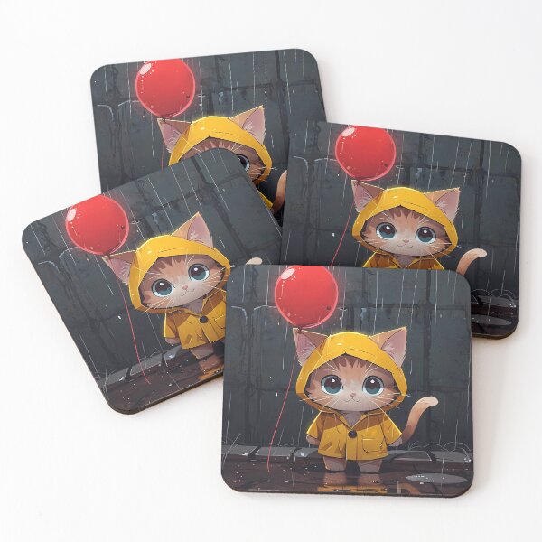 Item preview, Sweet Rainy Kitten with Red Balloon designed and sold by WilmerBoza.
