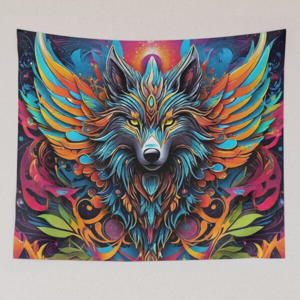 Item preview, The Winged Howl of Rebirth - Magic Wolf Dimension - Visionary Art designed and sold by ascentphenix.