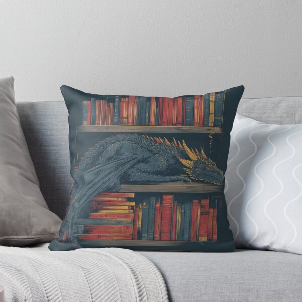 Item preview, Dragon Laying Among Books in a Library – Fantasy Cozy Art designed and sold by Purrfectanime.