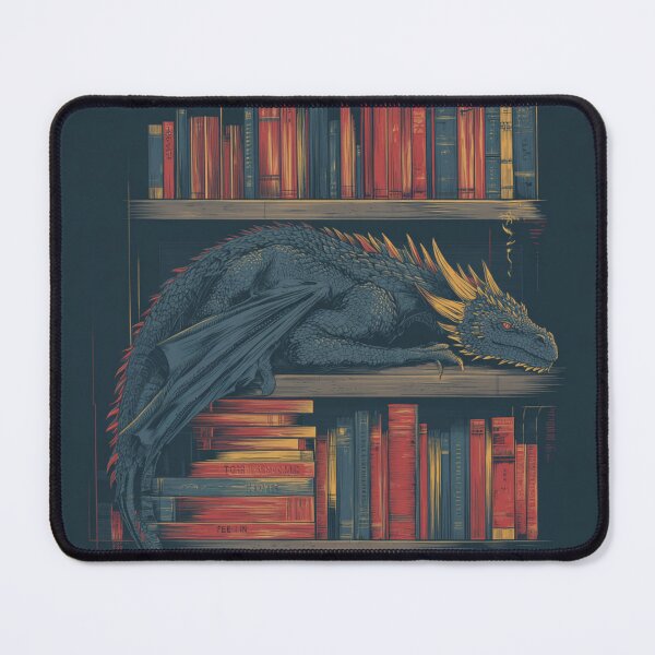 Item preview, Dragon Laying Among Books in a Library – Fantasy Cozy Art designed and sold by Purrfectanime.