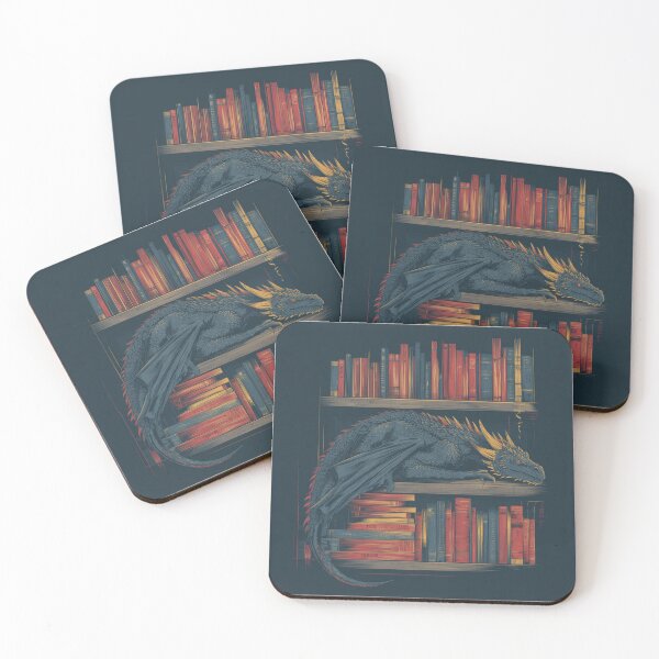 Item preview, Dragon Laying Among Books in a Library – Fantasy Cozy Art designed and sold by Purrfectanime.
