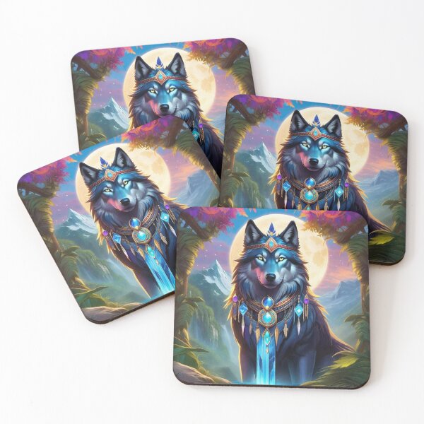 Item preview, The Oracle of the Moon Jewel - Magic Wolf Dimension -  Visionary Wolf Moon art designed and sold by ascentphenix.