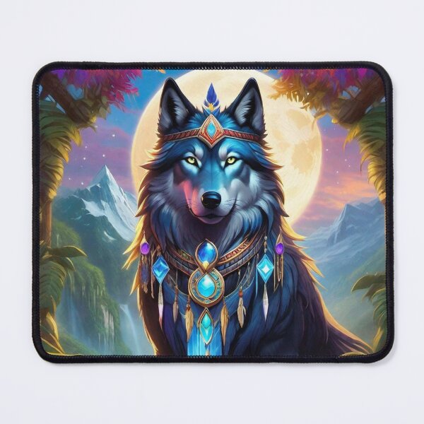 Item preview, The Oracle of the Moon Jewel - Magic Wolf Dimension - Visionary Wolf Moon art designed and sold by ascentphenix.