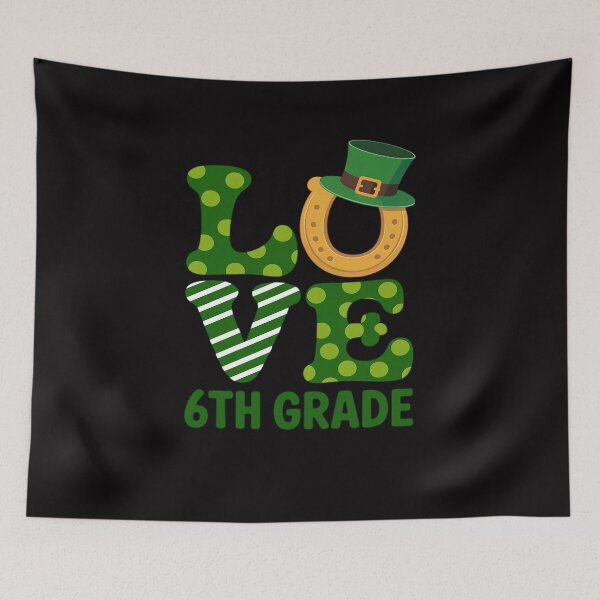 Item preview, St Patricks Day Love 6th grade Teacher Shamrock leprechaun designed and sold by HermanTricia.