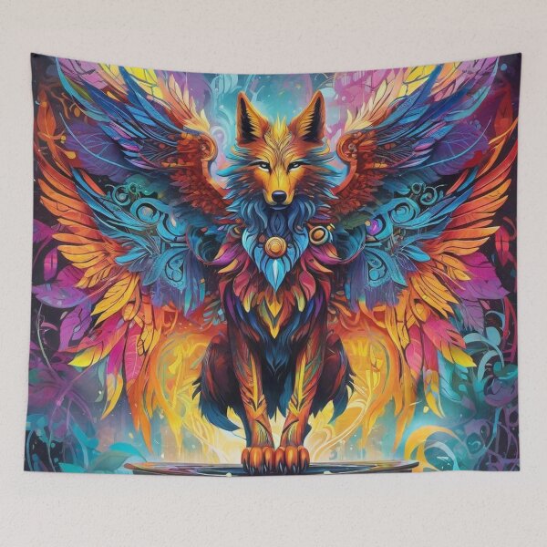 Item preview, The Flameborne Sovereign - Magic Wolf Dimension - Visionary Wolf Art designed and sold by ascentphenix.