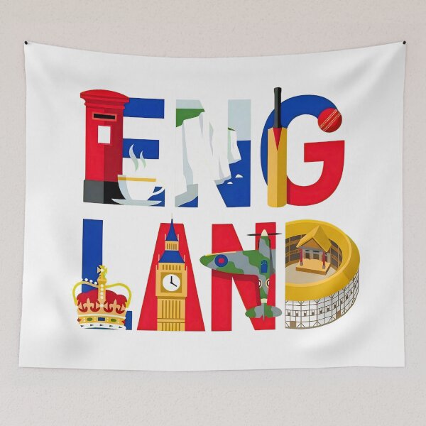 Item preview, England Typographic Illustration - National English Icons designed and sold by KatanaCreative.