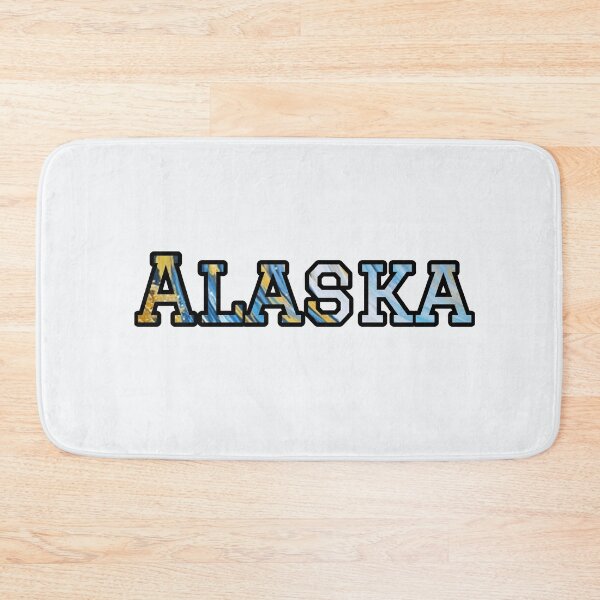 Item preview, Alaska Blue and Yellow Typography | Bold Double Exposure State Art designed and sold by Long Family Gifts.
