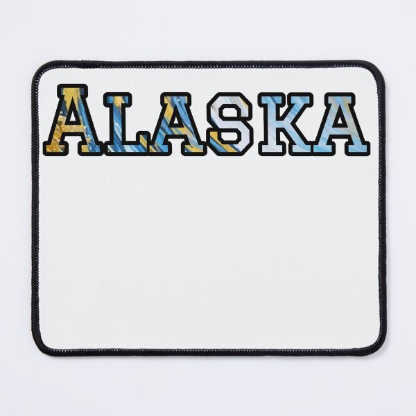 Item preview, Alaska Blue and Yellow Typography | Bold Double Exposure State Art designed and sold by Long Family Gifts.
