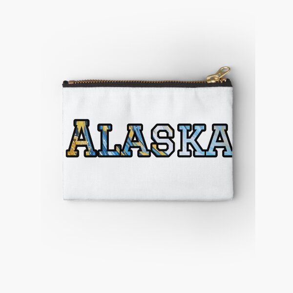Item preview, Alaska Blue and Yellow Typography | Bold Double Exposure State Art designed and sold by Long Family Gifts.