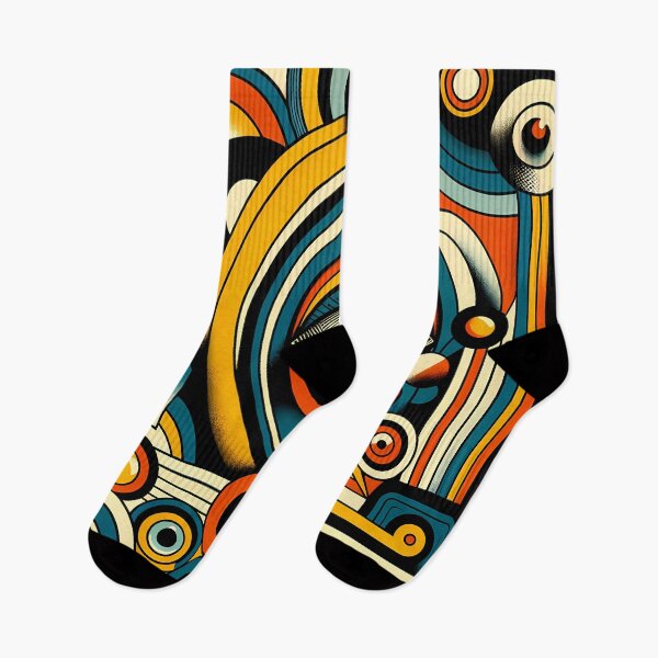 Item preview, Retro Geometric Eye Abstract in Teal Orange and Gold designed and sold by InkSmithery.