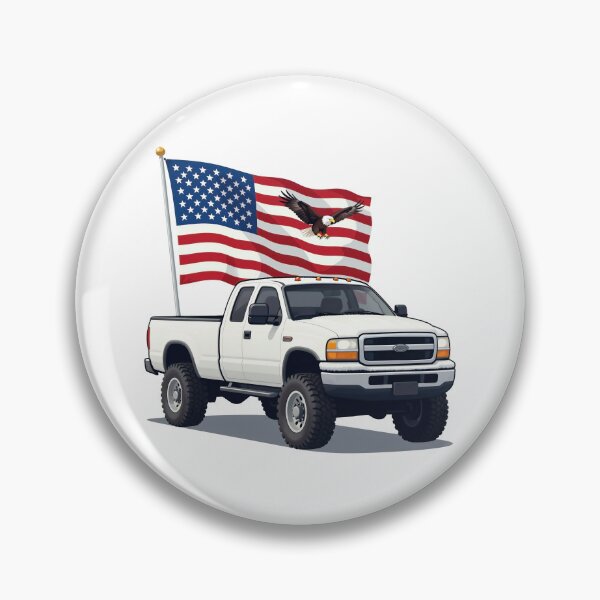 Item preview, White Pickup Truck American Flag Eagle designed and sold by enginecoldstarts.