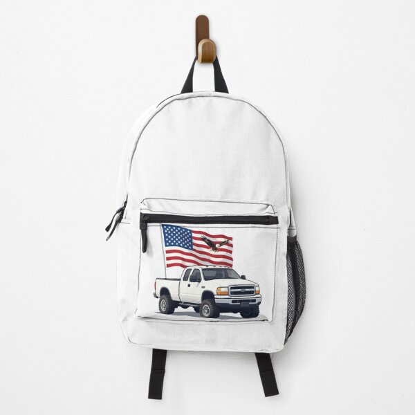 Item preview, White Pickup Truck American Flag Eagle designed and sold by enginecoldstarts.
