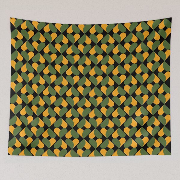 Item preview, XO Hearts: Green/Mustard designed and sold by Motel Sunset.