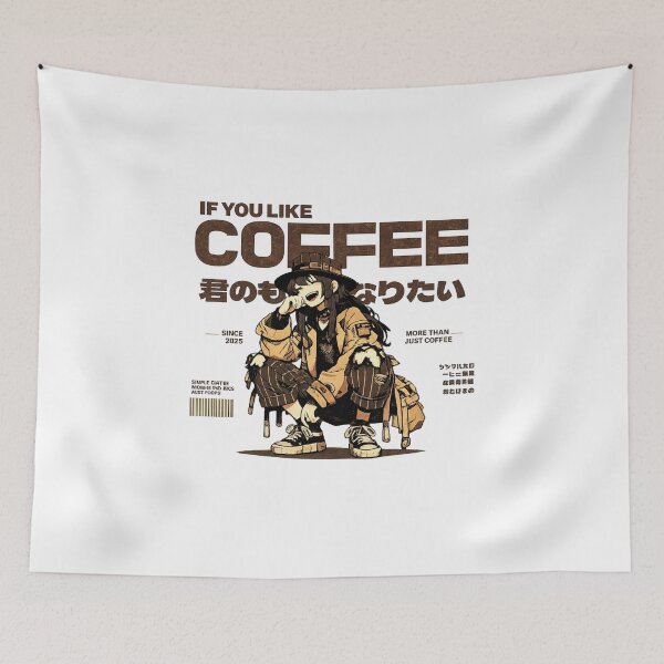 Item preview, Romantic Coffee Anime Illustration for Cozy Vibes designed and sold by SoulFlex.