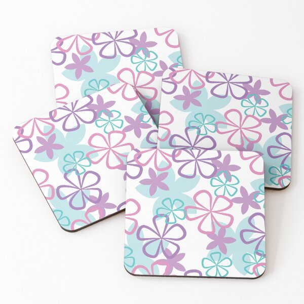 Item preview, Floral Freestyle - Playful Retro Flowers in Pastel Pink Purple & Teal designed and sold by melanie4816.