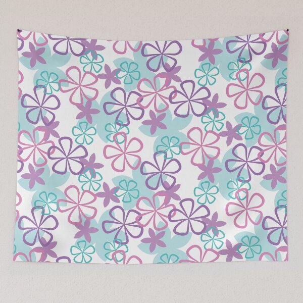 Item preview, Floral Freestyle - Playful Retro Flowers in Pastel Pink Purple & Teal designed and sold by melanie4816.