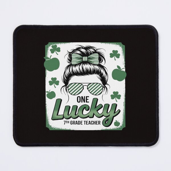 Item preview, Shamrock One Lucky 7th Grade Teacher Messy Bun Patricks Day designed and sold by cherylbartlett.