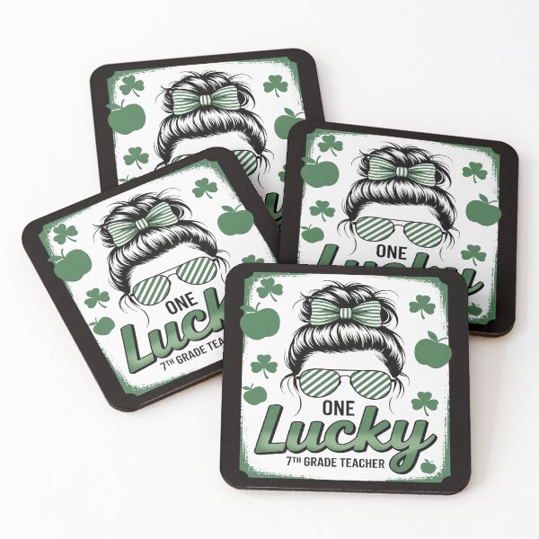 Item preview, Shamrock One Lucky 7th Grade Teacher Messy Bun Patricks Day designed and sold by cherylbartlett.