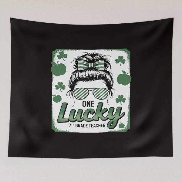 Item preview, Shamrock One Lucky 7th Grade Teacher Messy Bun Patricks Day designed and sold by cherylbartlett.