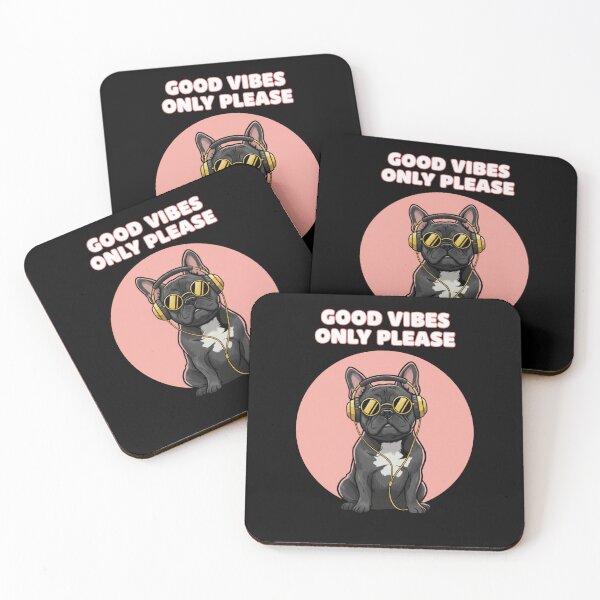 Item preview, Good Vibes Only Please Dog | Cool French Bulldog With Headphones Design designed and sold by NoPurrsGiven.