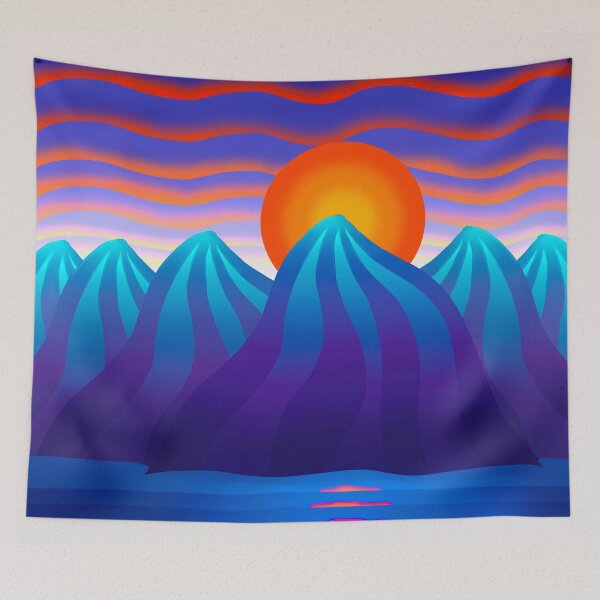 Item preview, Mountain Sunset - Striking Colourful Abstract  designed and sold by Lycanth.