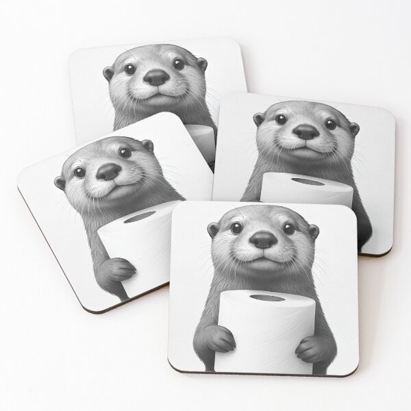 Item preview, Funny Otter Bathroom Print | Cute Animal Sketch Wall Art | Whimsical Restroom Decor | Black and White Drawing designed and sold by shopcanva.