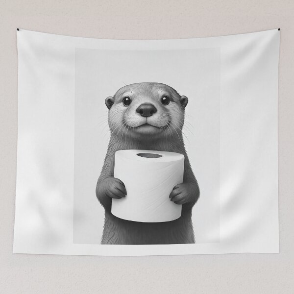 Item preview, Funny Otter Bathroom Print | Cute Animal Sketch Wall Art | Whimsical Restroom Decor | Black and White Drawing designed and sold by shopcanva.