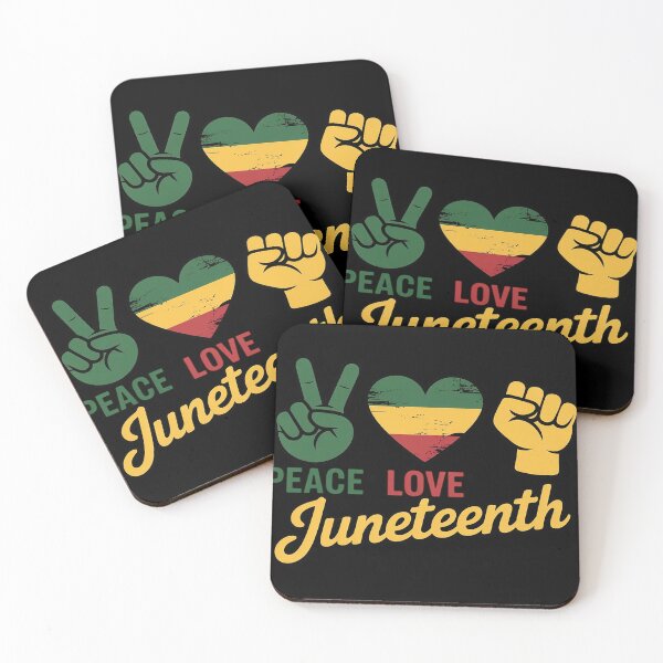 Item preview, Peace Love Juneteenth with african flag heart and fist designed and sold by joedavila.