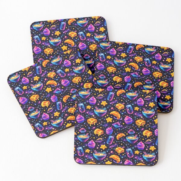 Item preview, Cosmic Midnight Snacks Neon Food Pattern | Vaporwave Space Comfort Food Design designed and sold by MeghannsMinimalMeals.