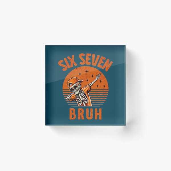 Item preview, Dabbing Skeleton Six Seven Bruh Vintage Sunset designed and sold by NosandEdgy.