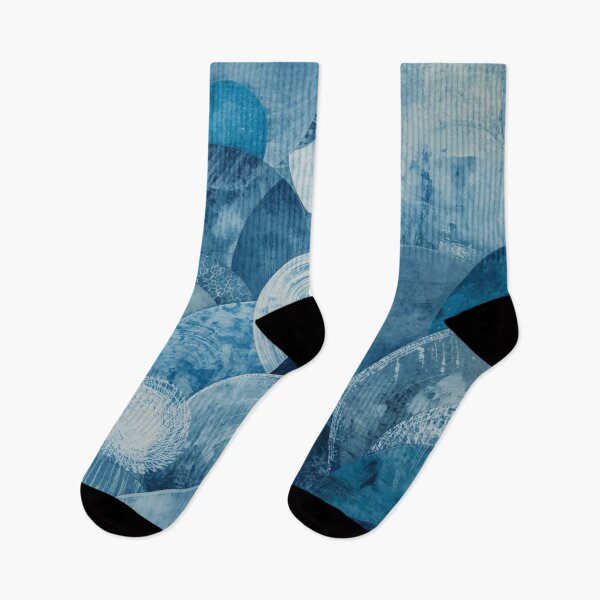 Item preview, Blue circles with abstract patterns, round shapes in denim blue designed and sold by angel-cat-22.