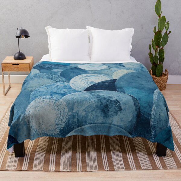 Item preview, Blue circles with abstract patterns, round shapes in denim blue designed and sold by angel-cat-22.