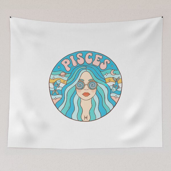 Item preview, Pisces Zodiac Art – Dreamy Astrology Illustration with Mystic Female Portrait designed and sold by Timegraf.