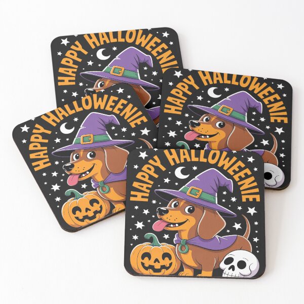 Item preview, Weiner Dog Witch Happy Halloweenie Cute Halloween Dachshund designed and sold by Rackaam.