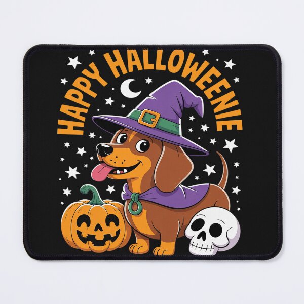 Item preview, Weiner Dog Witch Happy Halloweenie Cute Halloween Dachshund designed and sold by Rackaam.