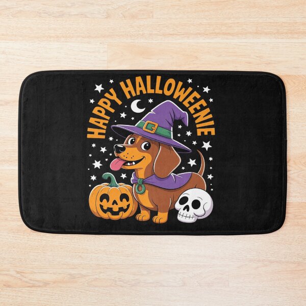 Item preview, Weiner Dog Witch Happy Halloweenie Cute Halloween Dachshund designed and sold by Rackaam.
