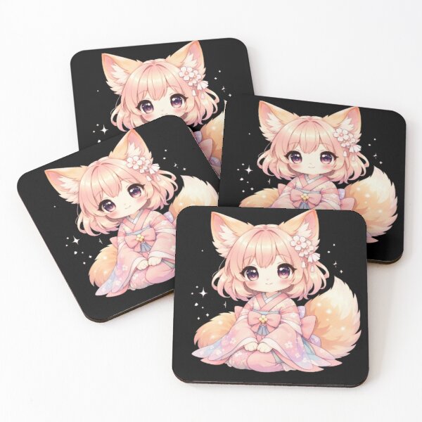 Item preview, Cute Kawaii Anime Fox Girl – Pastel Kimono Aesthetic designed and sold by CutePearlStudio.