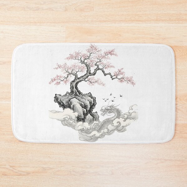 Item preview, Traditional Japanese Dragon and Sakura Tree - Sumi-e Ink Illustration. designed and sold by VibranPalette.