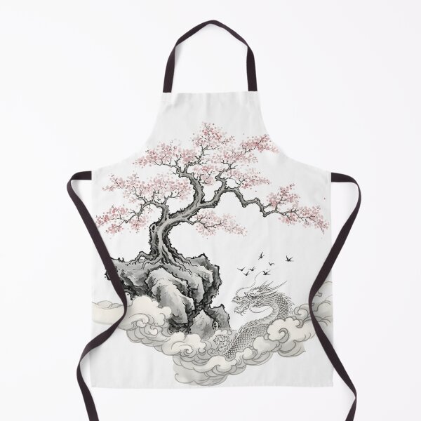 Item preview, Traditional Japanese Dragon and Sakura Tree - Sumi-e Ink Illustration. designed and sold by VibranPalette.