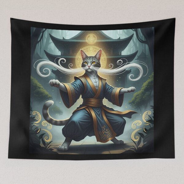 Item preview, tai chi cat Mystical Tai Chi master cat designed and sold by Uglyandcute.