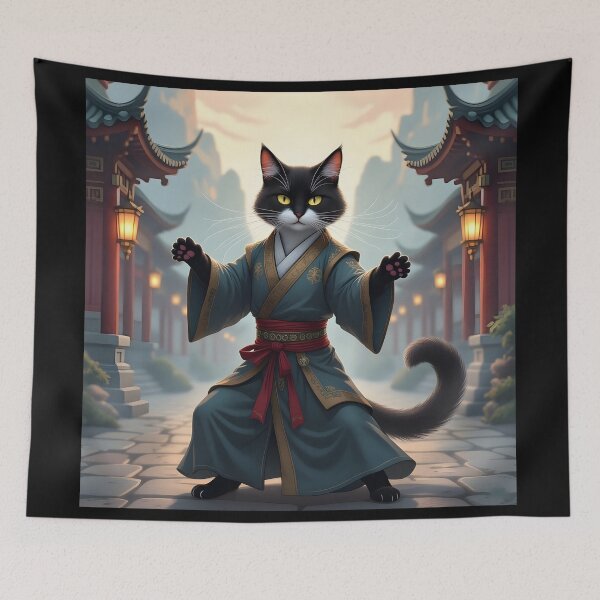 Item preview, tai chi cat Mystical Tai Chi master cat designed and sold by Uglyandcute.