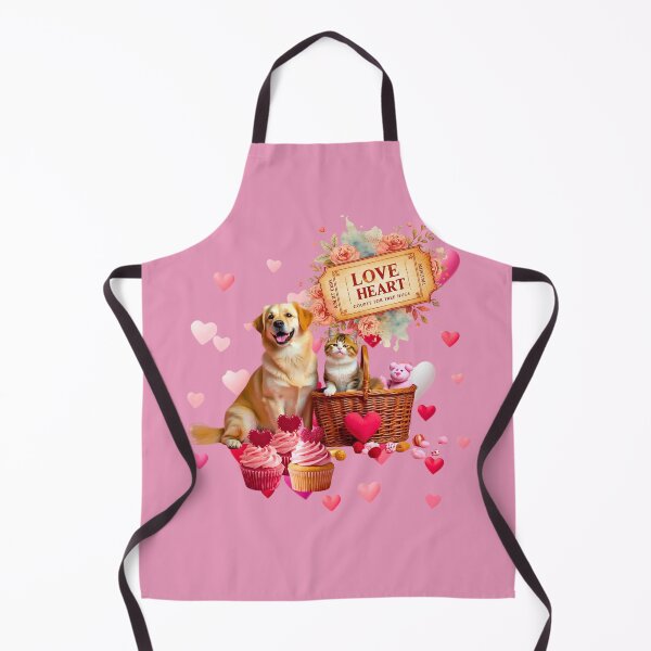 Item preview, Cute Golden Retriever Dog & Cat Valentine Cupcakes | Love Heart Ticket designed and sold by E-SarnEdge.