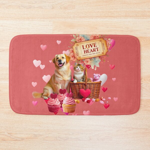 Item preview, Cute Golden Retriever Dog & Cat Valentine Cupcakes | Love Heart Ticket designed and sold by E-SarnEdge.