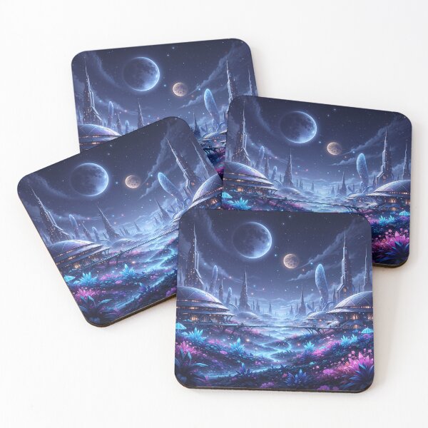 Item preview, Bioluminescent Alien Metropolis: Neon Galactic Garden designed and sold by KYOFRAME.